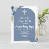 ブルーフローラファーストコミューンスペインの招待状 招待状 (スタンド正面)