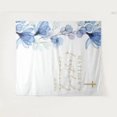 ブルーフローラファースト・ホーリー・コミュニオン写真背景 タペストリー (正面(横))