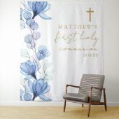 ブルーフローラファースト・ホーリー・コミュニオン写真背景 タペストリー (インサイチュ)