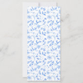 ブルーフローラフォーク磁器エレガントな結婚式メニュー (裏面)