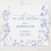 ブルーフローラフューチャー夫人ビクトリアンブライダルシャワー スパークリングワインラベル (シングルラベル)