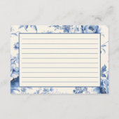 ブルーフローラフランスのトワールブライダルシャワーレシピ エンクロージャーカード (裏面)