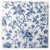 ブルーフローラフランスのヴィンテージ タイル (正面)