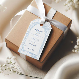 ブルーフローラフレーム結婚ズサンキューギフトラベル ギフトタグ