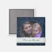 ブルーフローラフレーム：シスター：写真マグネット マグネット (正面/裏面)