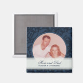 ブルーフローラフレーム：メモリアル：写真マグネット マグネット (正面/裏面)