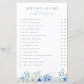 ブルーフローラブライダルシャワーの彼女は言った (正面)