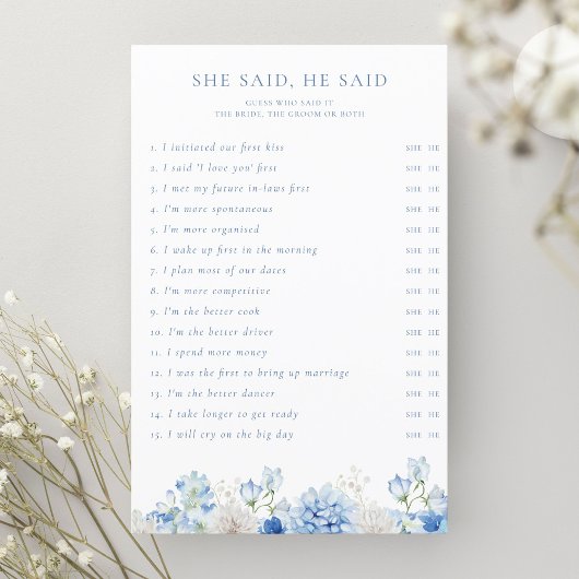 ブルーフローラブライダルシャワーの彼女は言った