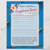 ブルーフローラブライダルシャワーアイスブレーカー💕 5単語おもしろい (正面)