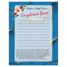 ブルーフローラブライダルシャワーアイスブレーカー💕 5単語おもしろい