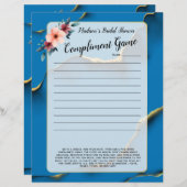 ブルーフローラブライダルシャワーアイスブレーカー💕 5単語おもしろい (正面/裏面)