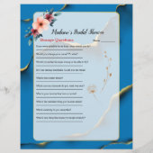 ブルーフローラブライダルシャワーアイスブレーカー💕 5単語おもしろい (裏面)