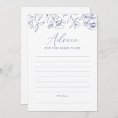 ブルーフローラブライダルシャワーアドバイスカード 招待状 (正面/裏面)