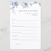 ブルーフローラブライダルシャワーアドバイス&ウィッシュズカード (正面)