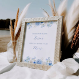 ブルーフローラブライダルシャワーキスゲーム ポスター