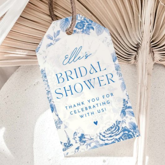 ブルーフローラブライダルシャワーギフトサンキューラベル ギフトタグ