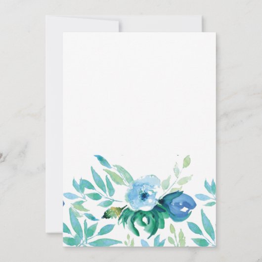 ブルーフローラブライダルシャワーティーパーティー 招待状 (裏面)