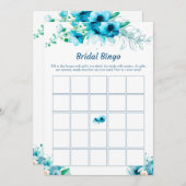 ブルーフローラブライダルシャワービンゴゲームカード 招待状 (正面/裏面)