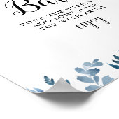 ブルーフローラブライダルシャワーミモサバー標識 ポスター (角)