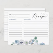 ブルーフローラブライダルシャワーレシピカード (正面/裏面)