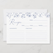 ブルーフローラブライダルシャワーレシピカード 招待状 (正面)