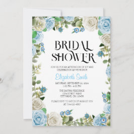 ブルーフローラブライダルシャワー招待テンプレート 招待状