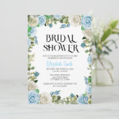 ブルーフローラブライダルシャワー招待テンプレート 招待状 (スタンド正面)
