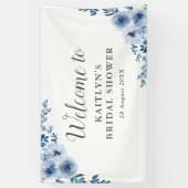 ブルーフローラブライダルシャワー歓迎 横断幕 (縦)