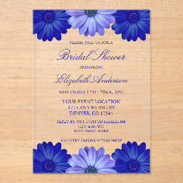 ブルーフローラブライダルシャワー アクリル招待状