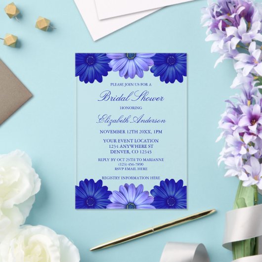 ブルーフローラブライダルシャワー アクリル招待状 (インサイチュ (ウェディング))