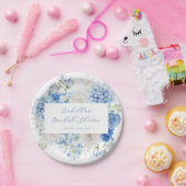 ブルーフローラブライダルシャワー ペーパープレート (パーティー)