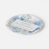 ブルーフローラブライダルシャワー ペーパープレート (アングル)