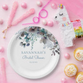 ブルーフローラブライダルシャワー ペーパープレート (パーティー)