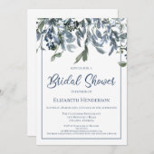 ブルーフローラブライダルシャワー 招待状 (正面/裏面)