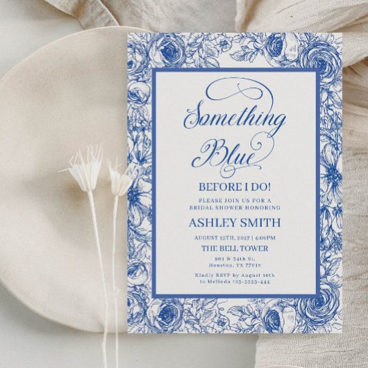 ブルーフローラブライダルシャワー 招待状