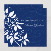 ブルーフローラブライダルルンチョン招待状カード 招待状 (正面/裏面)