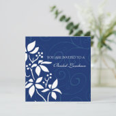 ブルーフローラブライダルルンチョン招待状カード 招待状 (スタンド正面)