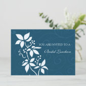 ブルーフローラブライダルルンチョン招待状カード 招待状 (スタンド正面)