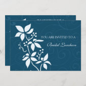 ブルーフローラブライダルルンチョン招待状カード 招待状 (正面/裏面)