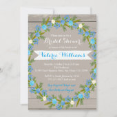 ブルーフローラブライダ素朴ルシャワー招待招待状 招待状 (正面)