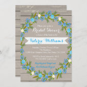 ブルーフローラブライダ素朴ルシャワー招待招待状 招待状 (正面/裏面)