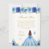 ブルーフローラブラウンヘアプリンセスSweet sixteen サンキューカード (正面)