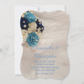 ブルーフローラブリデブーケ結婚ス 招待状 (正面)