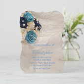 ブルーフローラブリデブーケ結婚ス 招待状 (スタンド正面)