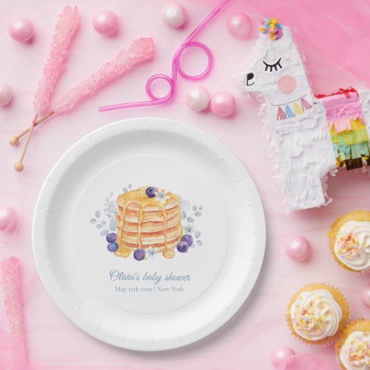 ブルーフローラブルーベリーパンケーキブランチ赤ちゃんシャワー ペーパープレート (パーティー)