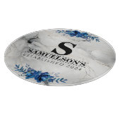 ブルーフローラブロッサム美しいマーブル カッティングボード (角)