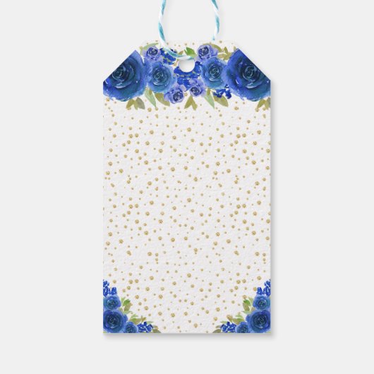 ブルーフローラブロンドヘアガールハッピーバースデー ギフトタグ (裏面)