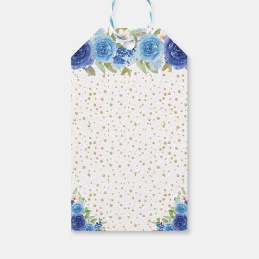 ブルーフローラブロンドヘアガールハッピーバースデー ギフトタグ (裏面)