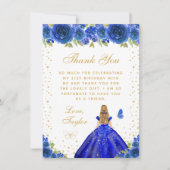 ブルーフローラブロンドヘアプリンセスバースデーパーティー サンキューカード (正面)