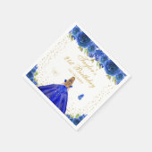 ブルーフローラブロンドヘアプリンセスバースデーパーティー スタンダードカクテルナプキン (角)